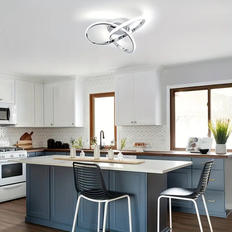 Lustre Moderno LED Dourado — 2 Tons de Luz | Elegância e Versatilidade