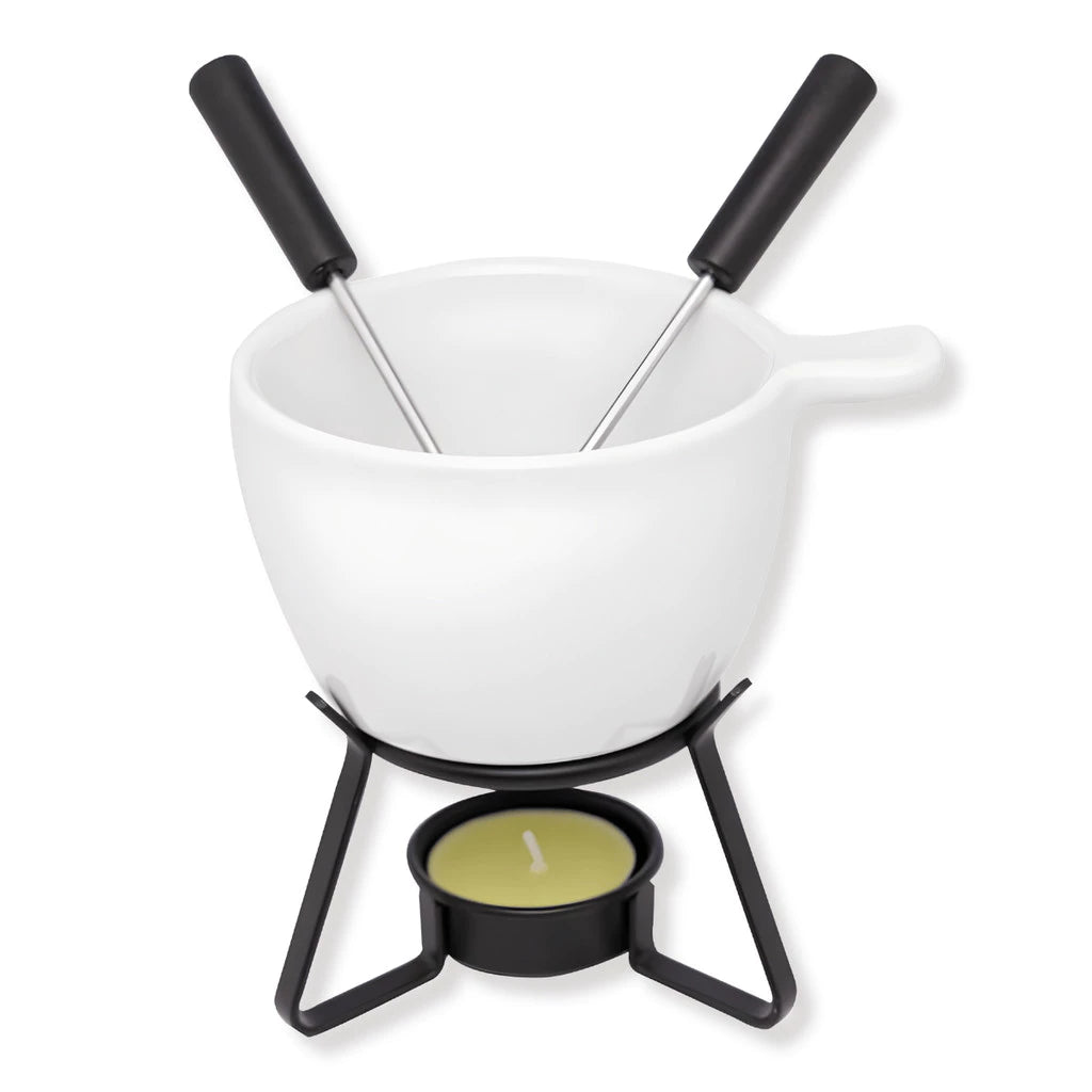 Conjunto Fondue de Cerâmica Branco 250ml — 4 Peças | Oasi