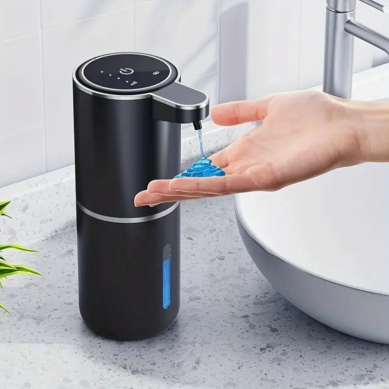 Dispensador Automático de Sabão 380ml – Sensor Sem Toque, Recarregável via USB, Design Moderno Preto, Parede, Ideal para Banheiro e Cozinha