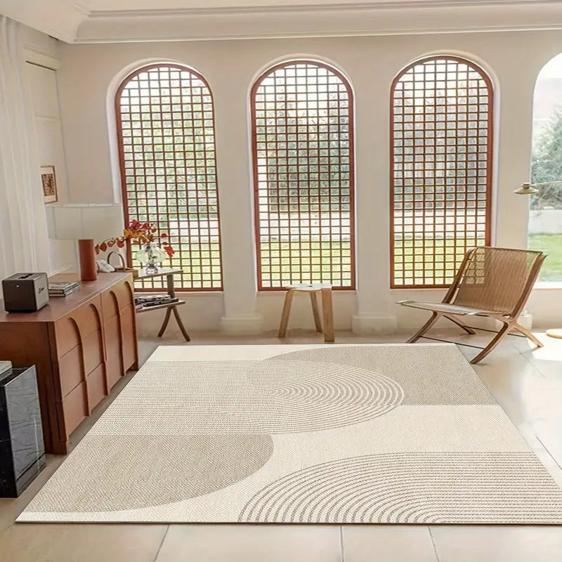 Tapete Geométrico Minimalista – Grande, Retangular, em Poliéster Lavável, para Sala, Quarto, Escritório e Ambientes Internos - 2,16m²