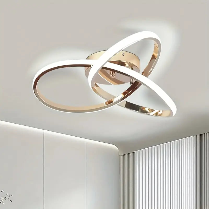 Lustre Moderno LED Dourado — 2 Tons de Luz | Elegância e Versatilidade