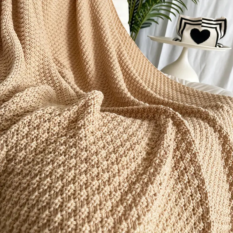 Manta Boêmia com Tassels 1 Peça – Padrão Geométrico em Madeira Natural, Macia, Texturizada e Versátil para Sofá, Cama, Escritório, Carro e Viagens