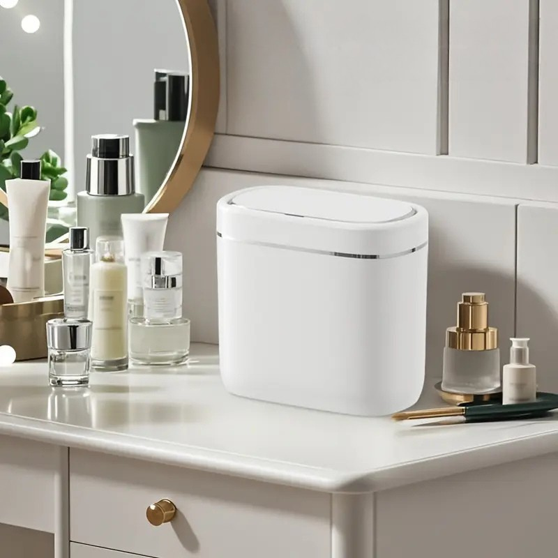 Lixeira Inteligente com Sensor de Indução – Compacta para Mesa, Escritório, Cozinha e Banheiro