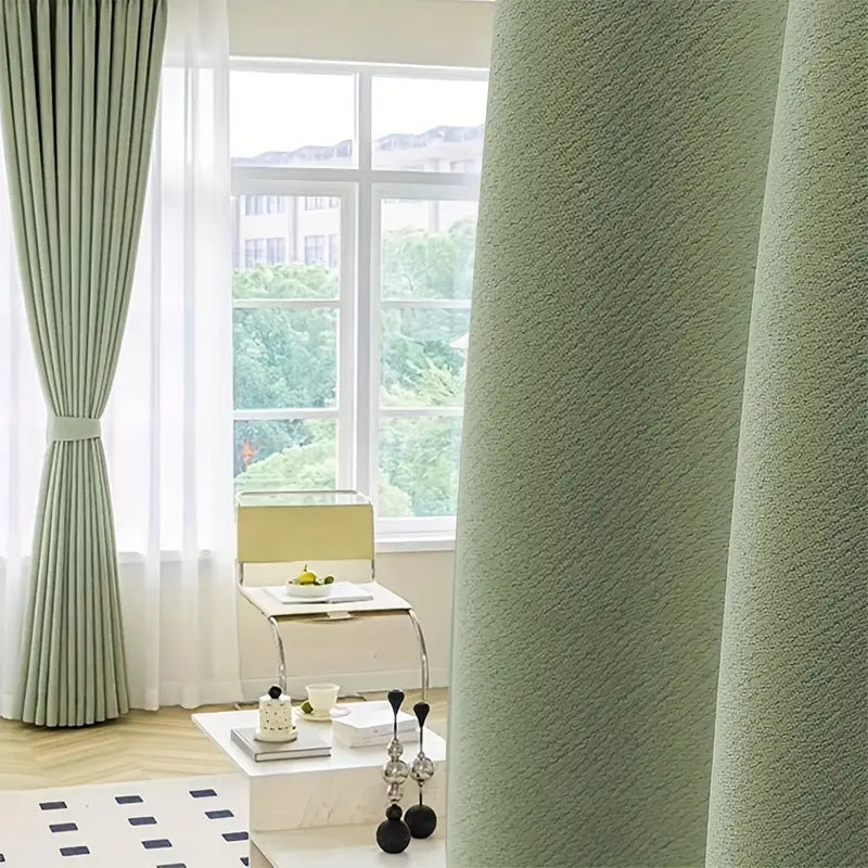 Conjunto com 2 Cortinas Opacas para Quarto – Tecido Espessado com Textura de Linho Artificial, Redução de Ruído e Bloqueio Total de Luz