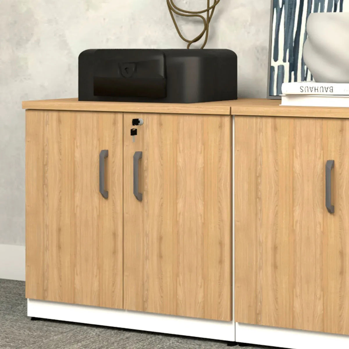 Armário Baixo 80cm para Escritório 2 Portas e Chave Linha Alto Padrão F5 Office