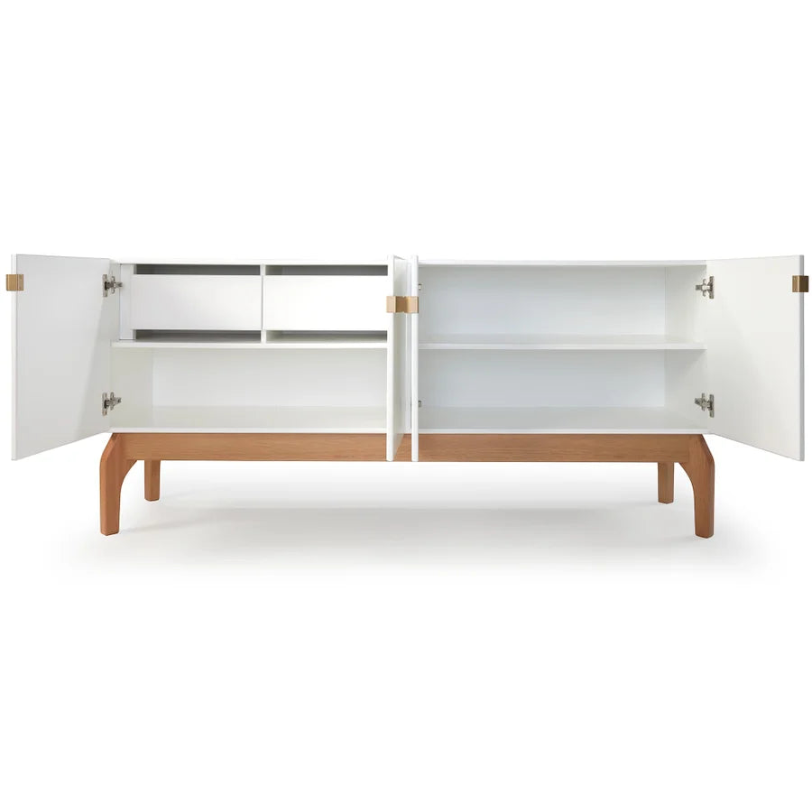 Buffet Oasi Pés em Madeira Maciça de Eucalipto com estrutura em MDF cor Laca Branco