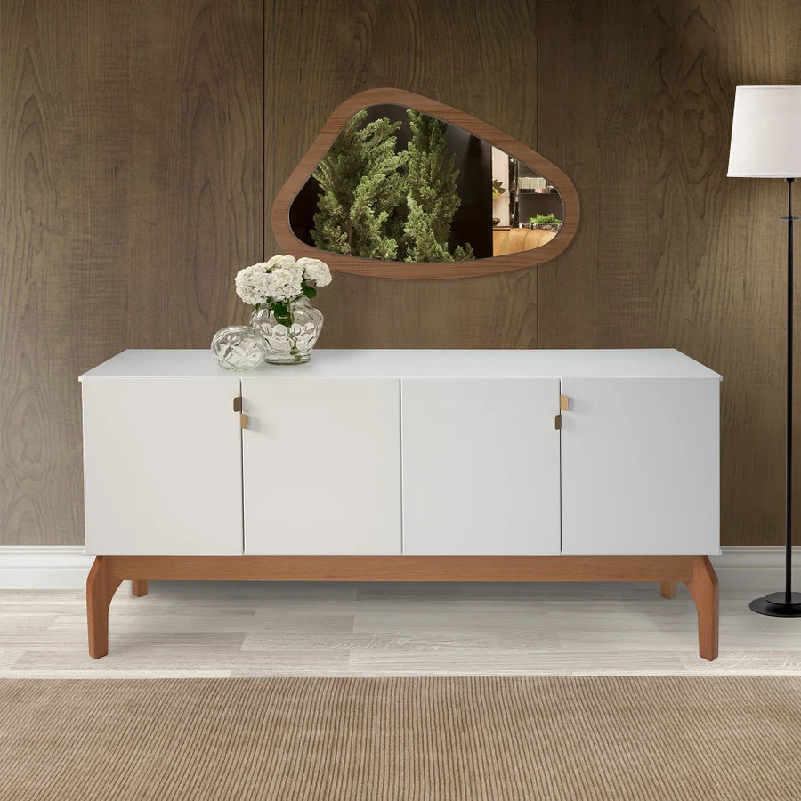 Buffet Oasi Pés em Madeira Maciça de Eucalipto com estrutura em MDF cor Laca Branco