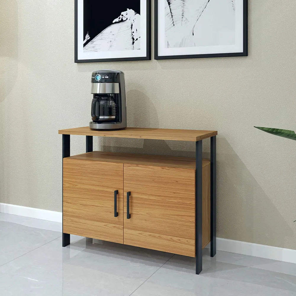 Balcão Aparador Design Industrial Com 02 Portas 89 cm 100% MDF