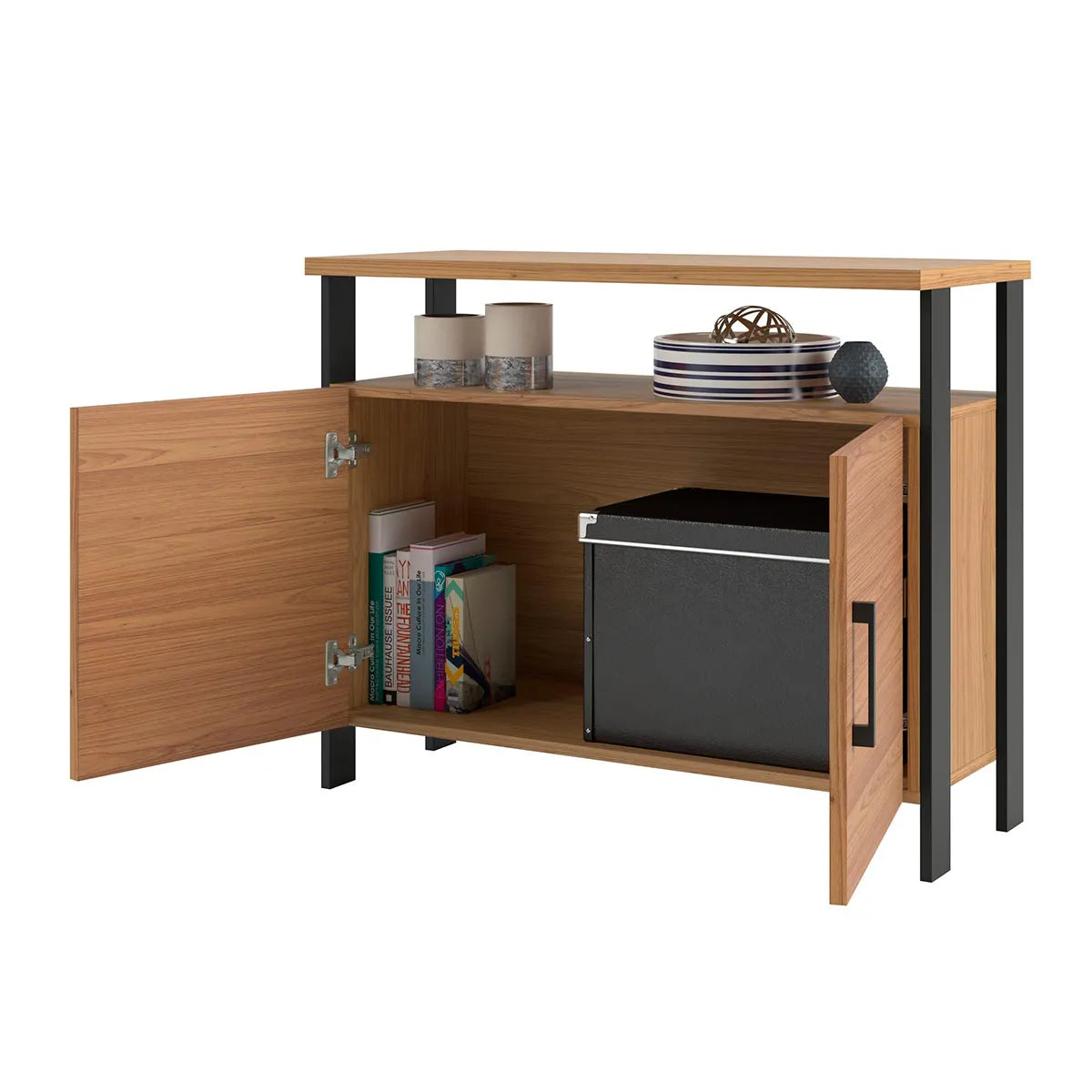 Balcão Aparador Design Industrial Com 02 Portas 89 cm 100% MDF