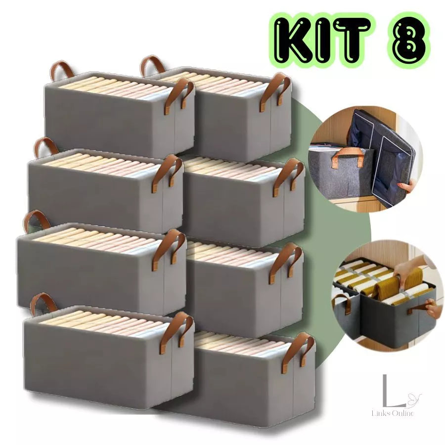 Kit 8 Caixas Organizadoras de Alta Resistência – Para Guarda-Roupas e Organização Multiuso
