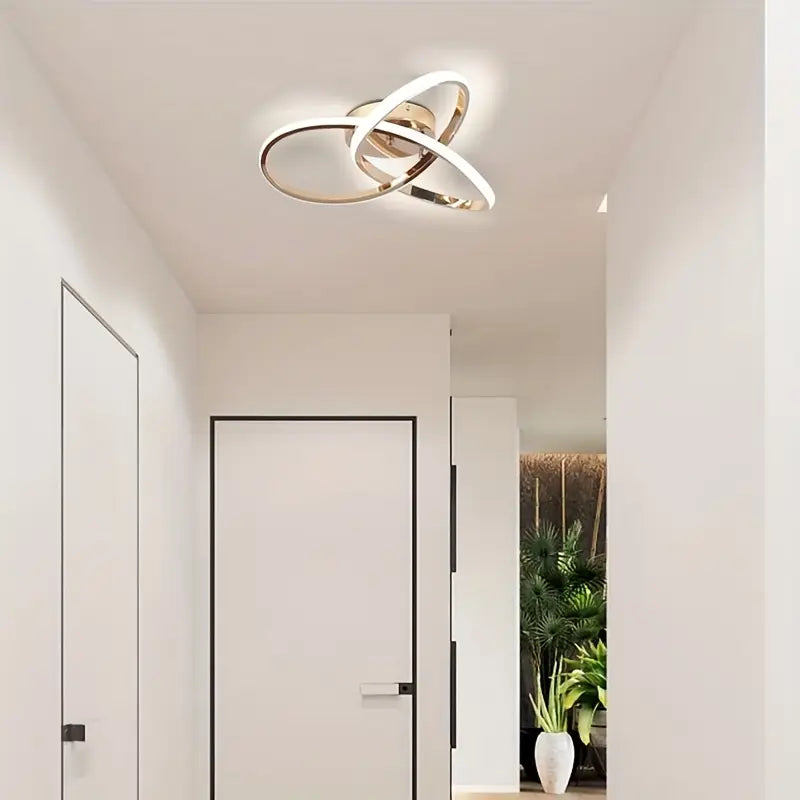 Lustre Moderno LED Dourado — 2 Tons de Luz | Elegância e Versatilidade