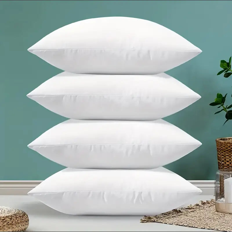 Conjunto de 4 Almofadas Decorativas Luxuosas e Macias - Padrão Geométrico Clássico, Enchimento 100% Poliéster