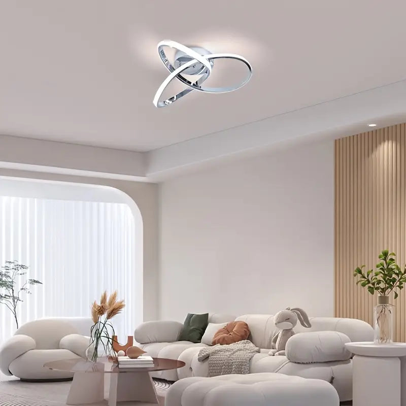 Lustre Moderno LED Dourado — 2 Tons de Luz | Elegância e Versatilidade