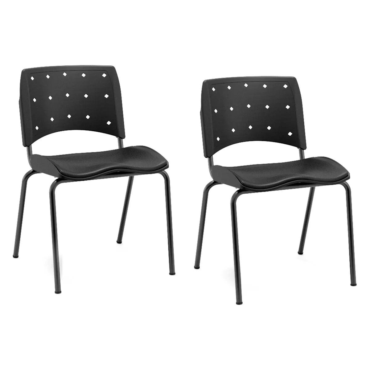Kit com 2 Cadeiras Fixas Ergonômicas NR 17 para Escritório com Assento Estofado F5