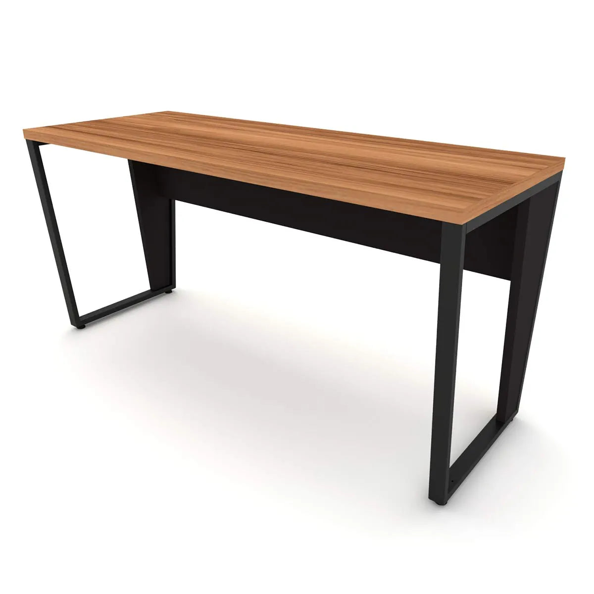 Mesa Escrivaninha Industrial 1,50m Nogal com Preto Pés Metal F5 Office