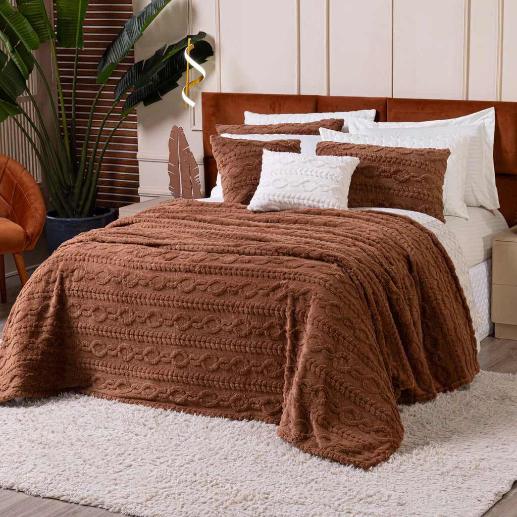 Cobertor Manta Zurique Trançado Avulso KING - Mantinha Plush Fleece Sherpa Alto Relevo Flannel