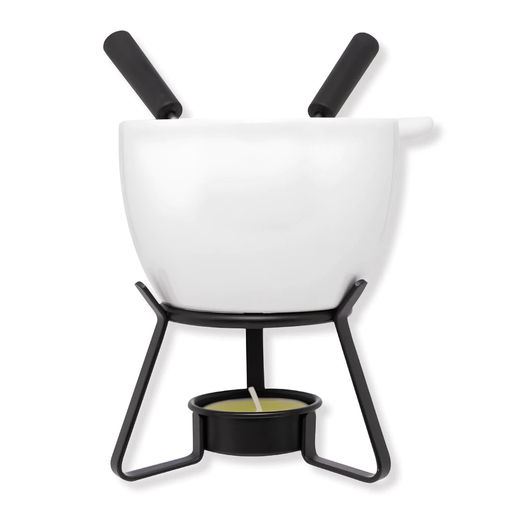 Conjunto Fondue de Cerâmica Branco 250ml — 4 Peças | Oasi